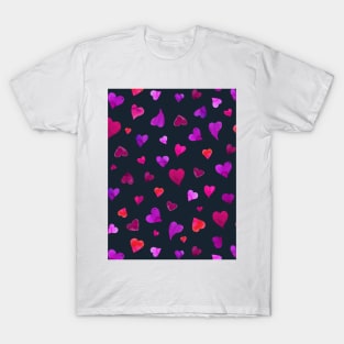 Valentine's  Day hearts - purple and viva magenta T-Shirt